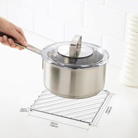 BAOWUABJ 2 Pack Trivets for Kitchen Worktops - Stainless Steel Heat Resistant Mat for Hot Pans and Pots, Multipurpose Kitchen Worktop Protector (18.5x18.5cm)
