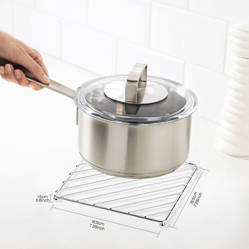BAOWUABJ 2 Pack Trivets for Kitchen Worktops - Stainless Steel