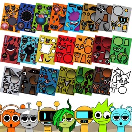 DAVBNM 22 Sheets Make-a-face Stickers for Kids, Sprunki Sticker, Make Your Own Sprunki Sticker, for Party Decoration Birthday Gifts