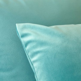 MIULEE Pack of 2, Velvet Soft Solid Decorative Square Throw Pillow Covers Set Cushion Case for Sofa Bedroom Car 20x 20 Inch 50x 50 cm Aqua Green