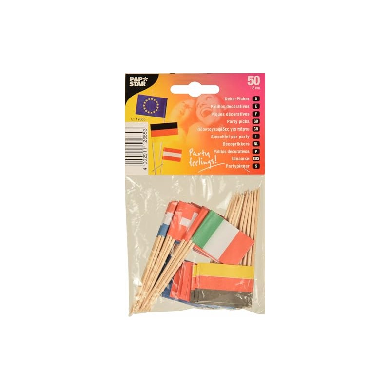 PAPSTAR Flags Assorted 1 BOX = 20 x 50 Toothpicks