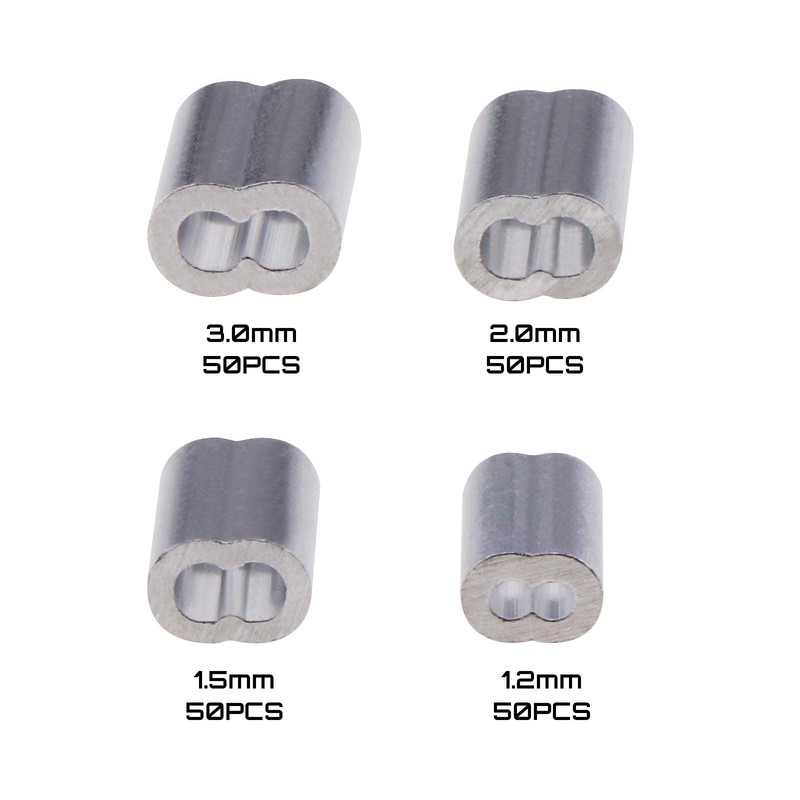 ECSiNG 200pcs Aluminum Sleeves Clips with Double Holes for 1.2
