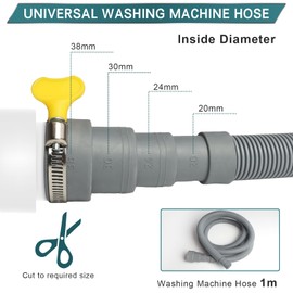 SDLDEER Washing Machine Hose 1m, Universal Drain Hose Extension Kit for Washing Machines, Dishwasher and Other Applications, Including Hose Connector Hose Clamps U Bracket