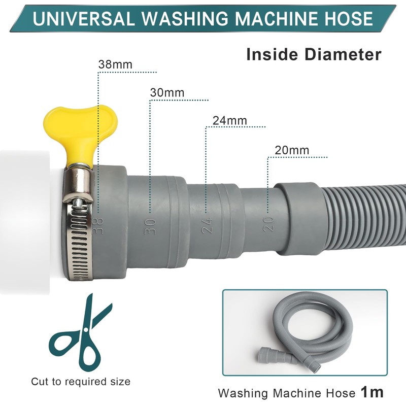 SDLDEER Washing Machine Hose 1m, Universal Drain Hose Extension Kit