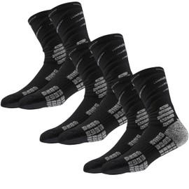 Armor Flex Cushioned Athletic Crew Socks, Breathable Compression Socks for Sports, Running, Workboots, Anti-blister (US, Alpha, One Size, black) 3 pack