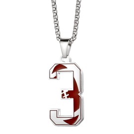 EunWow Mens Number 3 Necklace Stainless Steel Football Initial Pendant Necklace Sport Fans Jewelry Gift Football Necklace For Women 3