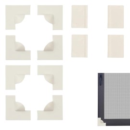 8-Pack Window Screen Corner and 4 Clips, White Acrylic Mesh Window Frame Accessories, Easy to Install, Magnetic Screen Fixing, Durable and Safe for Homes, Ideal for Mosquito Protection