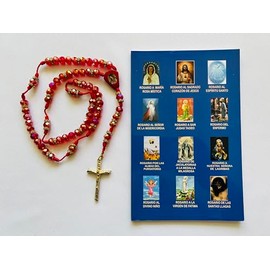 Compendio De Rosarios: "Rosario A Maria Rosa Mistica, Rosario Al Sagrado Corazon De Jesus, Rosario Al Espiritu Santo..." y Rosario de Cristal Rojo con La Imagen de La Virgen