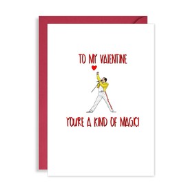 Funny Freddie Mercury Valentines Card - You're a Kind of Magic! Queen Valentine's Day Card for him/her