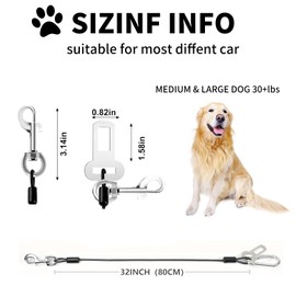 2 Pack Dog Car Seatbelt, Chew Proof Steel Rope Cable, Dog Seat Belts for Cars UK with Double Clips And Latch Attachment, Car Safety Restraint (31.5in/80cm)