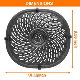 Replacement Parts for PowerXL Vortex 7 QT Air Fryer, Oval 10.3''*9.5'' Food Grade Stainless Steel Air Fryer Accessories Grill Pan Grill Plate Crisper Plate Tray Rack with Rubber Bumpers