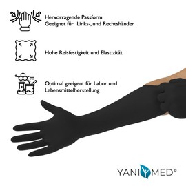 Yanimed Nitrile Disposable Gloves, Powder-Free, Latex-Free, Pack of 100, Blue, Black, Size S, M, L, XL (Black, L)