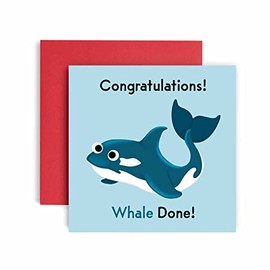 Huxters Congratulations Whale Done - You Passed Exams - New Home - Pass Passing Driving Test Gifts - Well Done Congrats Qualified - Greeting Cards for well done 14.8cm