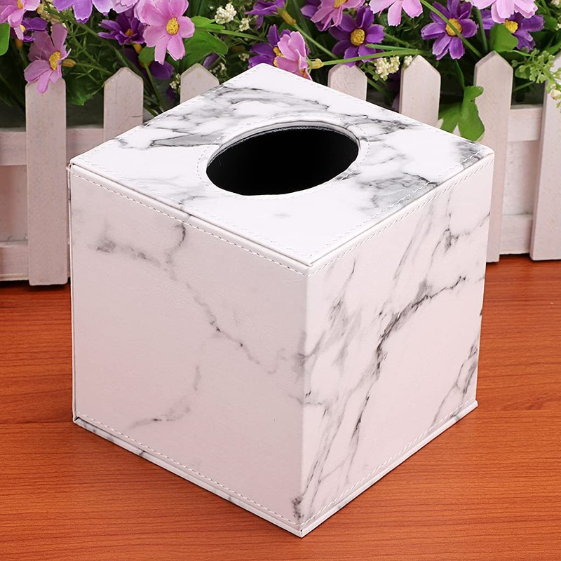 BSTKEY PU Leather Household Office Cube Square Tissue Paper Holder