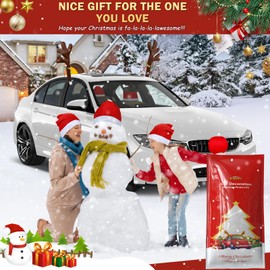 Angooni 16.7 Inch Dark Brown Christmas Reindeer Car Kit - Christmas Reindeer Car Kit with 4 Adorable Car Seat Santa Hat, Christmas Decorations for Car Perfect for Various Car Models