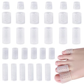 Toe Caps Pack of 30 Toe Protectors Silicone Breathable Toe Protectors Toe Plasters Anti Blisters Protection High Elasticity Toe Protectors Soft Various Sizes Gel Toe Cap for Walking Running