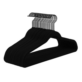 MIZGI All Black Velvet Hangers 30 Pack,Premium Flocked Clothes Hangers Non-Slip Felt Hangers,Sturdy Black Hangers Heavy Duty Coat Hangers,Durable Suit Hangers for Space Saving, No Hanger Marks