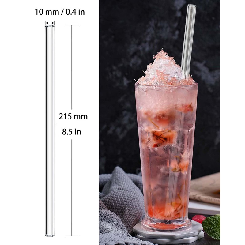 NAFENDER Glass Straws 12-Pack Reusable Drinking Straws 4 Bent Straws