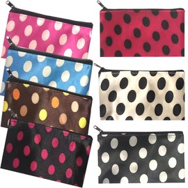 HappyDaily Pack of 7 Fashion Design Muliti-functional Bag Using as Makeup bag or Cosmetic Pouch or Travel Toiletry or Carrying Purse (Polka Dots)