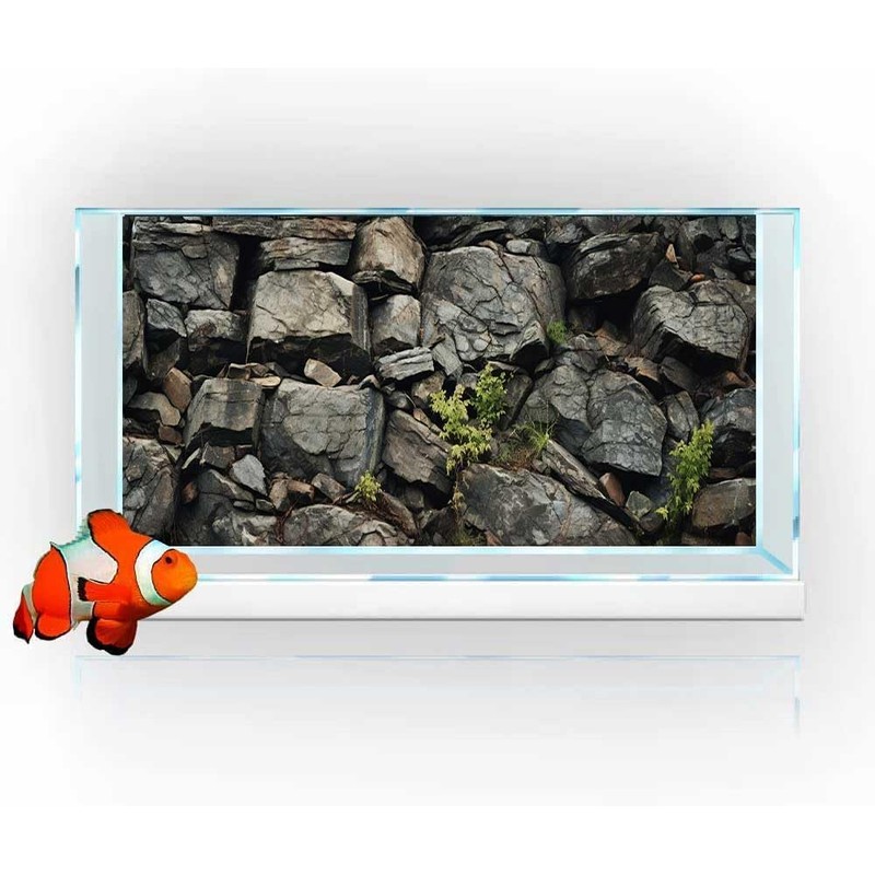 Dtekoj 48X24IN Black Stone Aquarium Background, Rock Fish Reptile Tank