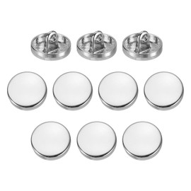 HARFINGTON 10pcs Metal Flat Button, 12.5mm Round Metal Sewing Button Alloy Shank Replacement Button for Men Women Suit Woolen Coat Shirt Jacket Trousers Sewing Crafts, Bright Silver
