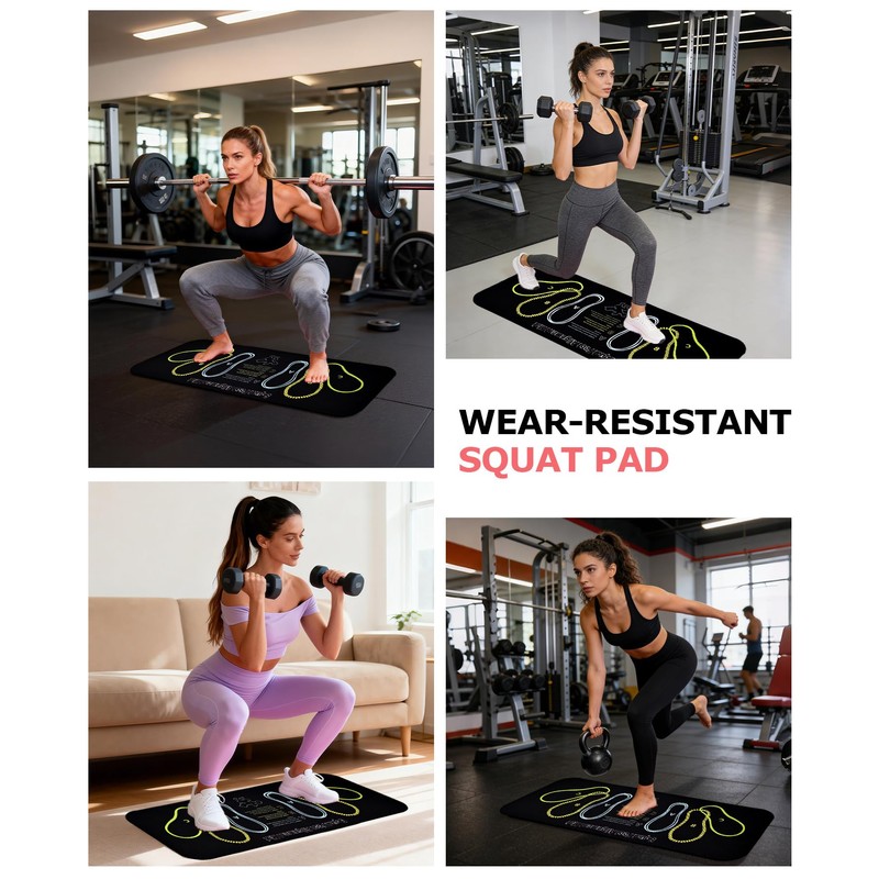 Squat Mat with Foot Position,Large Non-Slip Squat Target Pad， Pad