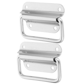 Homoyoyo 2pcs Stainless Steel Folding Handles Heavy Duty Box Carrying Handle for Toolboxes Cabinets and Dresser Storage Hardware for Portable Use