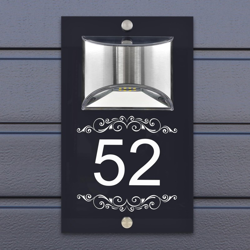 Custom Signs Solar Illuminated Modern Anthracite House Number Sign 24cm