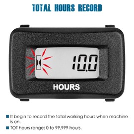 Runleader Digital Maintenance Hour Meter,AC/DC 5V to 277V for Garden Tractor Generator Scooter Club Car Forklift Leaf Trimmer etc.