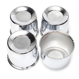 GTownWorks 4Pcs 5.15 inch Wheel Center Caps Fit 5.15" Center Bore Truck Trailer RV SUV Wheels Rims, Carbon Steel Chrome Silver Push Through Hub Covers