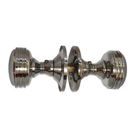 Haven Heritage Door Handles - Door Knobs for Interior Door for Secure Bathroom Entry - Safe Bathroom Lock Solution Polished Chrome Mortice Reeded Ribbed Sprung Round Door Handles Internal (1Pair)