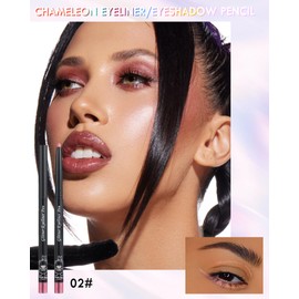 Colored Glitter Eyeliner Pencil, Chameleon Matte Metallic Eyeliner Pen Eyeshadow, Pink Shimmer Retractable Eyeliner Waterproof Smudge-proof, Highlighter Gel Eye Liner with Sharpener Gift for Women-02