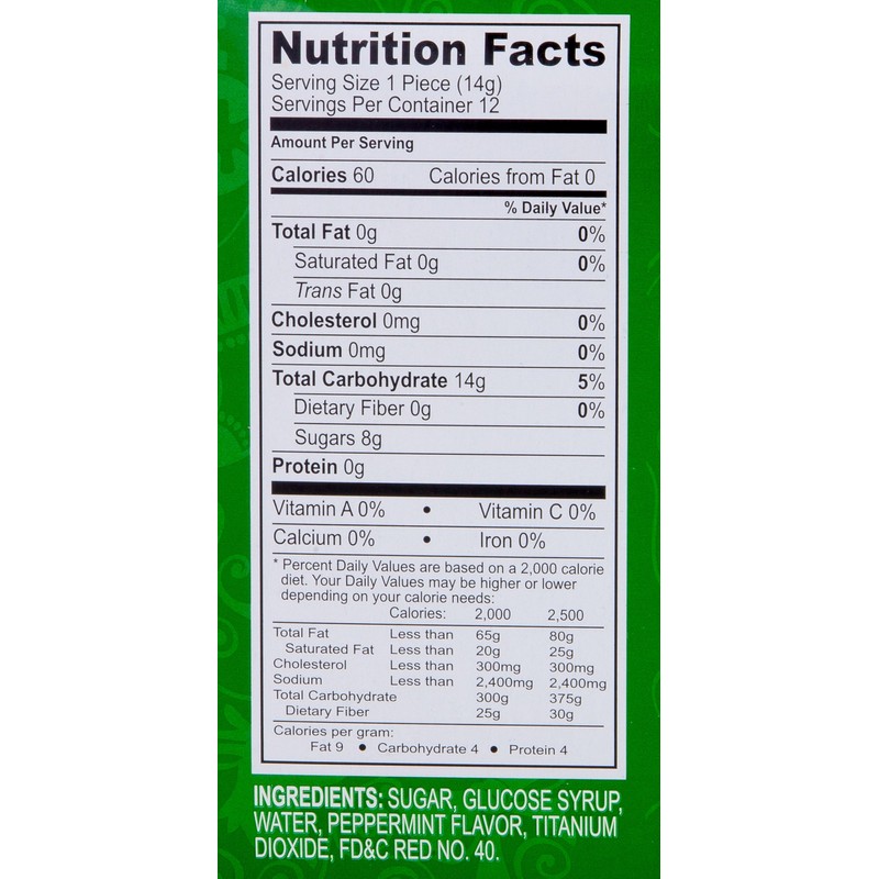 Candy Cane Peppermint Flavored 12 Pieces Net 6 Oz Individually
