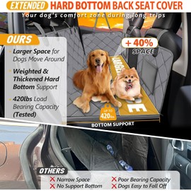 ROUWINNE Back Seat Extender for Dogs-Large Space, Dog Car Seat Cover Hard Bottom Holds 420lb, Sturdy Backseat Extender for Dogs, Upgraded Material,Waterproof Dog Hammock for Car, SUV, Truck