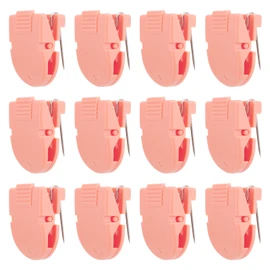 12pcs Cubicle Clips for Fabric Walls, Plastic Stainless Steel Push Pin Clips Cubicle Hooks Fabric Panel Wall Clips Cubicle Pins for Hanging Photos, Notes, Memos, Data Cables (Pink)