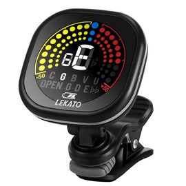 LEKATO WST-6800 Clip On Guitar Tuner Rechargeable, Tuner for Guitar, Bass, Ukulele, Violin & Chromatic Tuning Modes, Fast Accuratie Tuning, Super Bright Display to Read, for Professional/Beginners - Color: 1pcs, Black