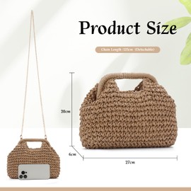 KUANG! Straw Dumpling Clutch Purse Summer Vacation Beach Crossbody Bag for Women Pouch Straw Woven Handbag