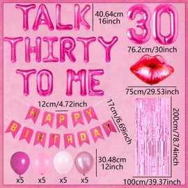 LaVenty Hot Pink Talk 30 to Me Balloons Talk 30 to Me Birthday Decoration Talk Thirty To Me Backdrop Talk Thirty To Me Banner 30th Birthday Decoration for Her Dirty 30 Birthday Decoration
