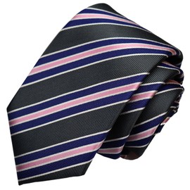 Michi Kolondon MKJ-030 Wrinkle-Resistant Bonding Processing Fabric Lined Volume, Made in Japan Necktie Brand KOSHINO Striped Pattern, 100% Silk, Unisex, gray