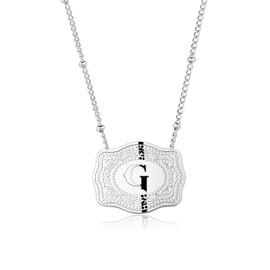Holylegend Holylegend Initial Letter Pendant Necklaces with Embossed Belt Buckle, Rhodium-Plated,Get 1 Free Chain (G)