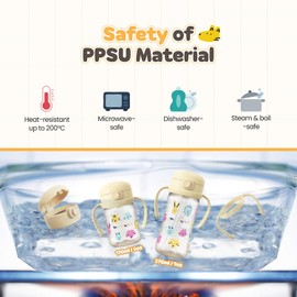 MOYUUM Korean Made PPSU Leak Proof Sippy Cup with Handle, 9oz Yellow BPA-Free Straw Cup for Babies & Toddlers