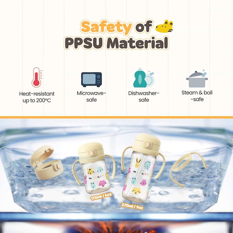MOYUUM Korean Made PPSU Leak Proof Sippy Cup with Handle,