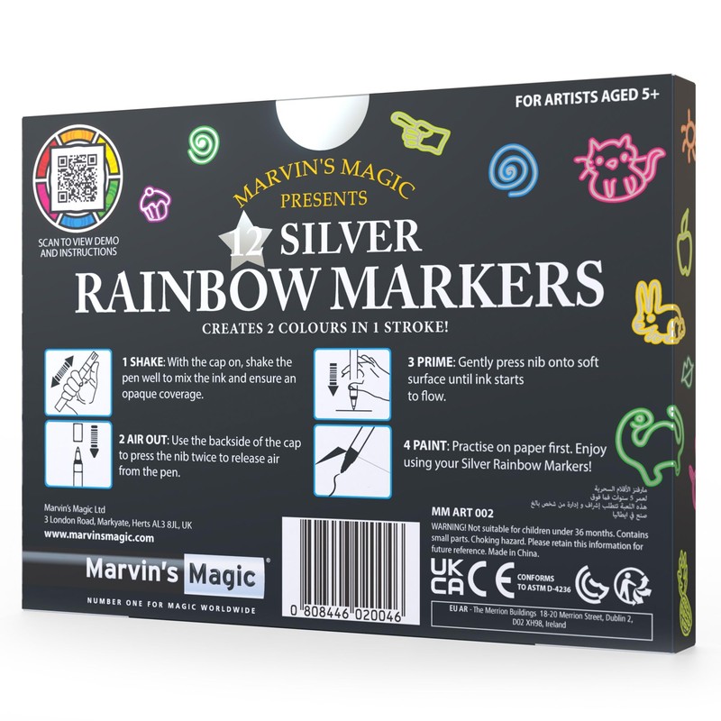 Marvin's Magic - Amazing Silver Rainbow Markers - 12 Markers