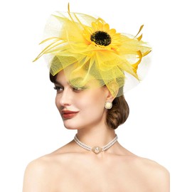 Coucoland Sunflower Hat Fascinators for Women - Flower Floral Church Tea Party Derby Hats Fascinator Headband
