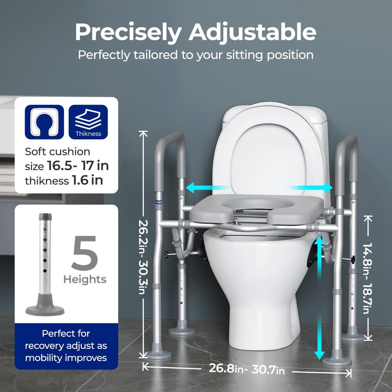 T1 Toilet Seat Riser for Seniors, Raised Toilet Seat with