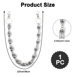 ASUNFO Skull Wallet Chain for Men Pants Jeans Chain with Lobster Clasps Belt Chains Goth Skull Accessories