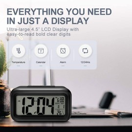 YouJabz Digital Alarm Clock, Alarm Clock for Bedroom with Night Light, Indoor Temperature, Large LED Display, Battery Operated, Gifts for Adult Kids Birthday, Student Gift