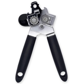HiFEN® Can Opener Manual, Heavy Duty Stainless Steel Can Opener with Magnet, Smooth Edge with Sharp Blade Tin Opener Kitchen Gadgets Two Replacement Blades, Multifunctional Bottle Opener - Black