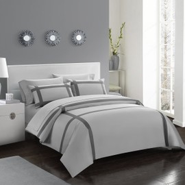 Casabolaj Equilibrio 3 Pieces Casual Duvet Cover Set-100% Egyptian Cotton Sateen 400 Thread Count-Modern Minimalist Bedding Sets Cross Patchwork Manufacturing-Silver/Grey Color (California King)