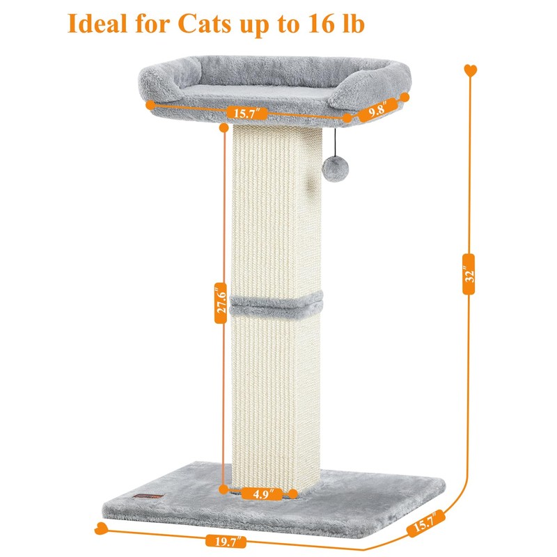 Karolpar 32" Cat Scratching Post for Indoor Cats, Sisal Cat